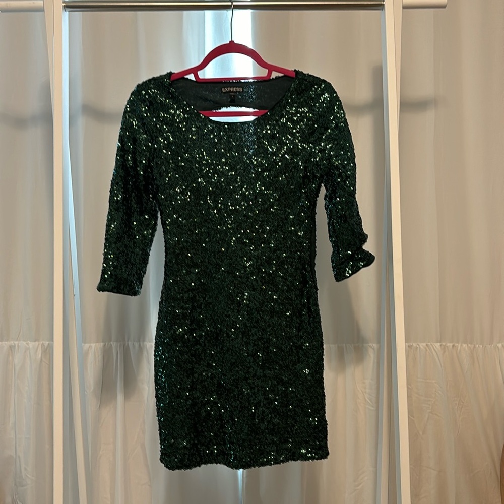 Green sequin party dress (b2)